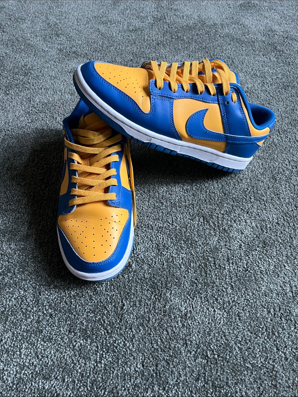 Nike Dunks Low-Top Sneakers in Blue and Yellow